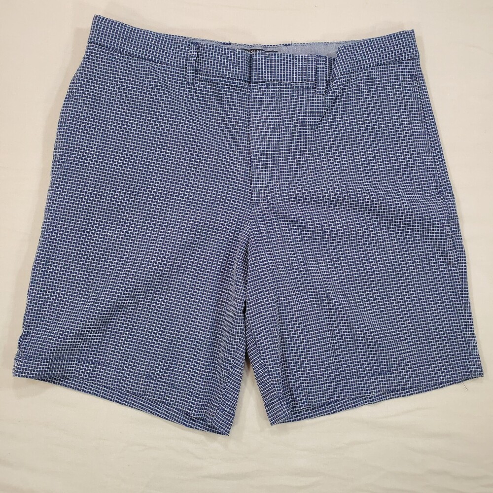Banana Republic Chino Shorts Mens 34x8 Navy AIDEN Classic Fit Windowpane Plaid